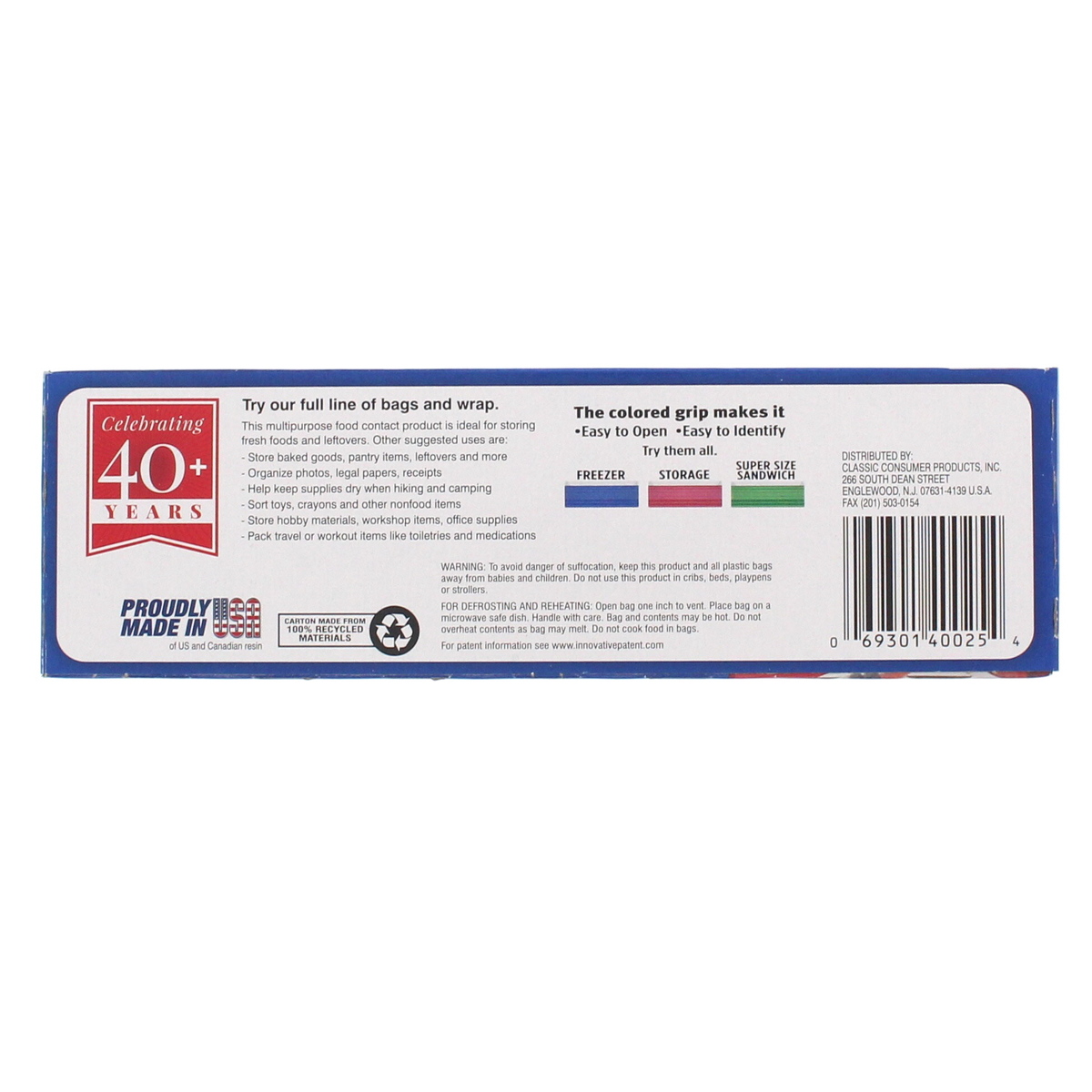 Classic Snap & Seal Food Storage & Freezer Bags 1Quart Size 17.8x19.6cm 25pcs 